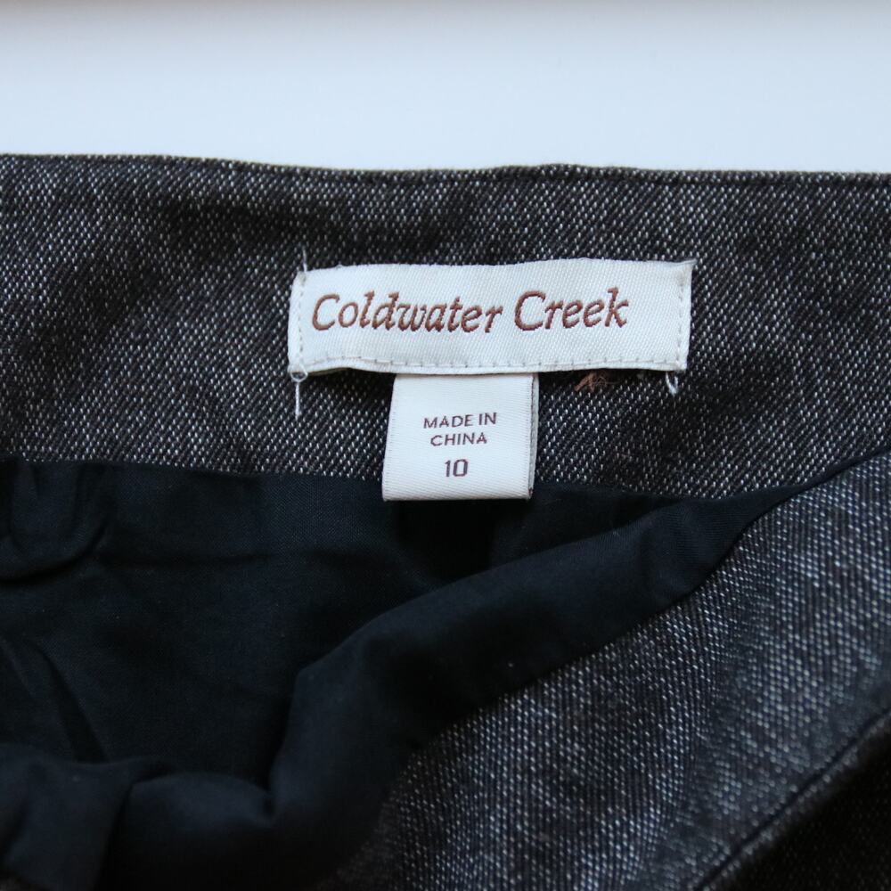 Coldwater Creek Brown Textured Pencil Skirt Size 10 Front Zip‎ Pockets Lined - Picture 7 of 8